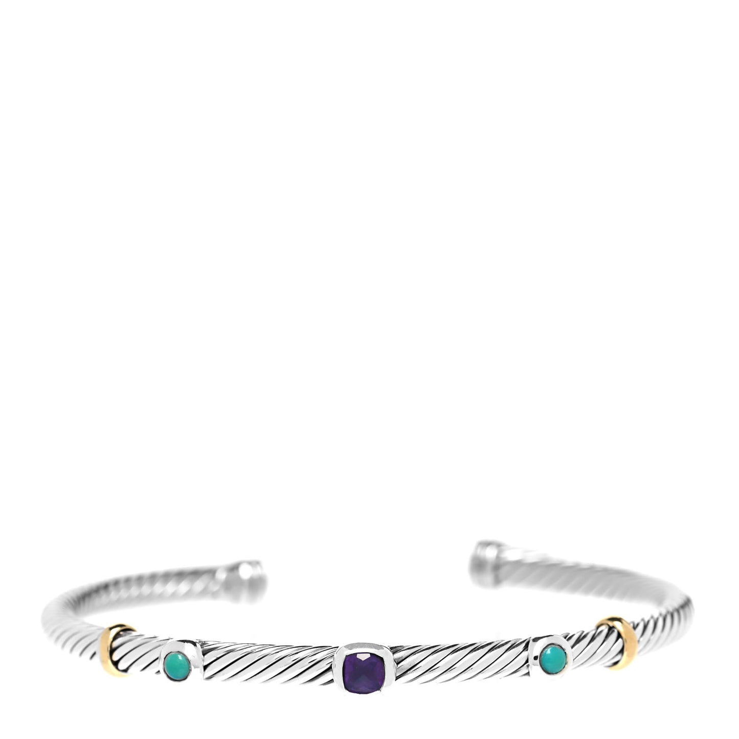 Sterling Silver 18K Yellow Gold Amethyst Turquoise 4mm Renaissance Bracelet