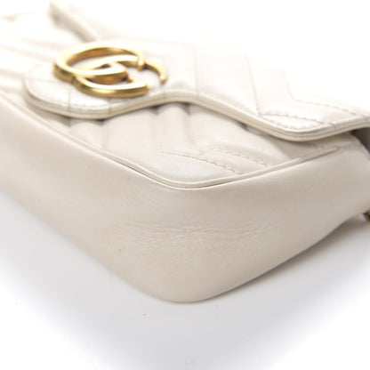 Gucci Calfskin Matelasse Super Mini GG Marmont Shoulder Bag White 9 of 17