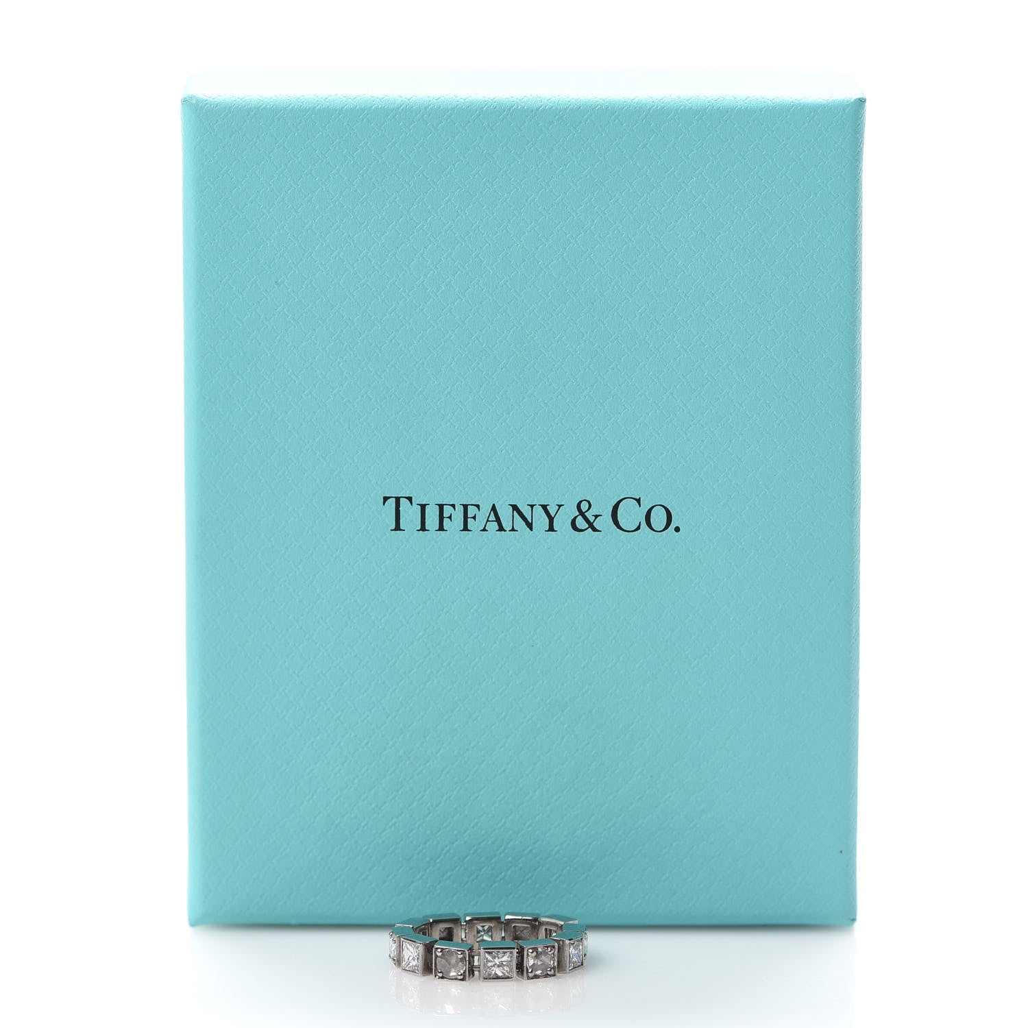 Tiffany 18K White Gold Diamond T Line Band Ring 47 4.25 5 of 5
