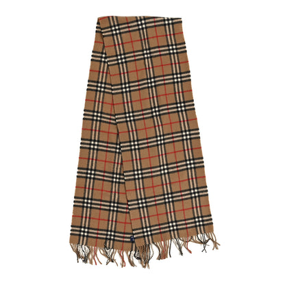 Burberry Lambswool Check Fringe Scarf Camel 2 of 3