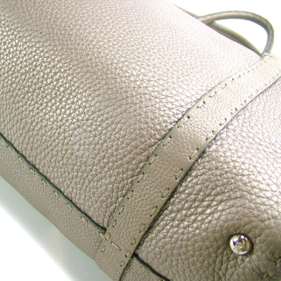 Fendi Calfskin Romano Selleria Linda Satchel Silver 7 of 12