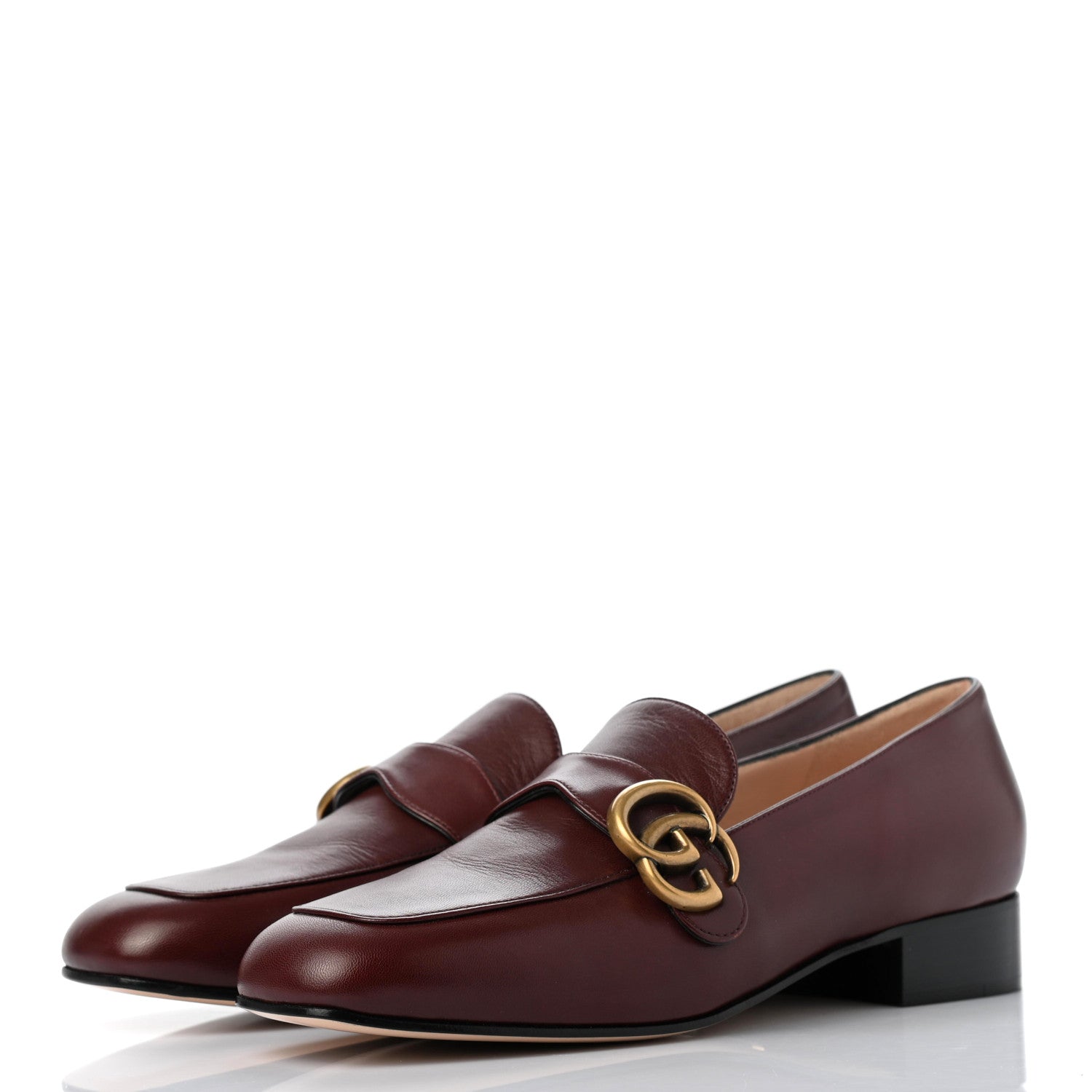 Gucci Malaga Kid Womens GG Marmont Loafers 38 Vintage Bordeaux 3 of 14
