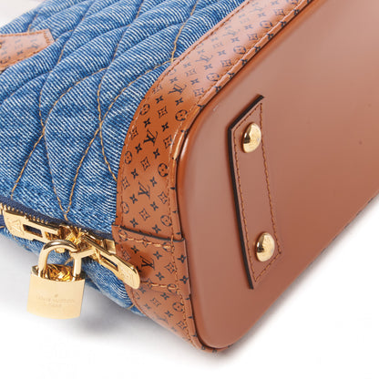 Louis Vuitton Denim Calfskin Reverse Monogram Malletage Alma BB Blue 6 of 8