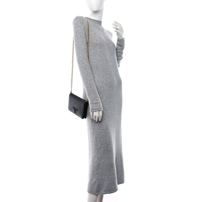 Prada Saffiano Lux Monochrome Chain Wallet Black 2 of 8