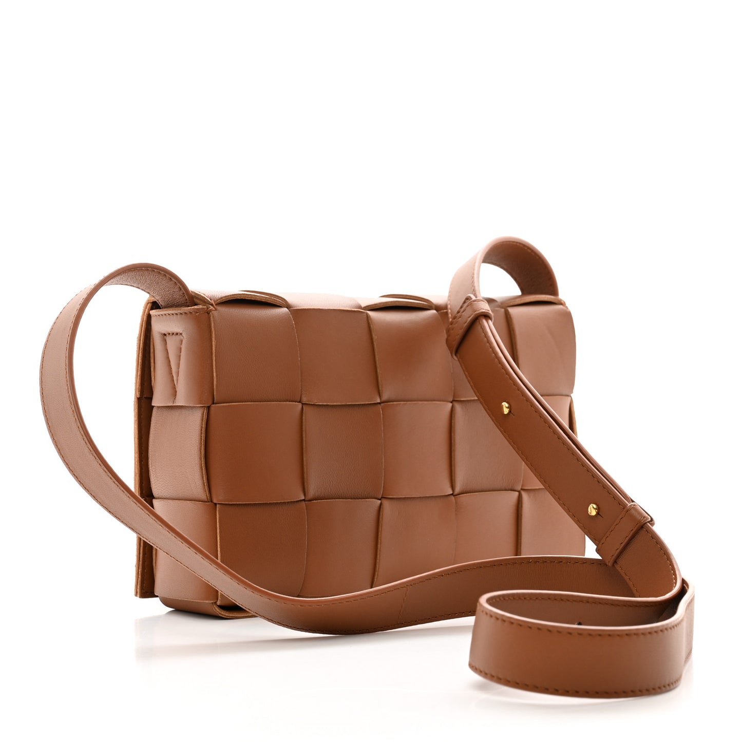 Lambskin Maxi Intrecciato Cassette Crossbody Bag Caramel