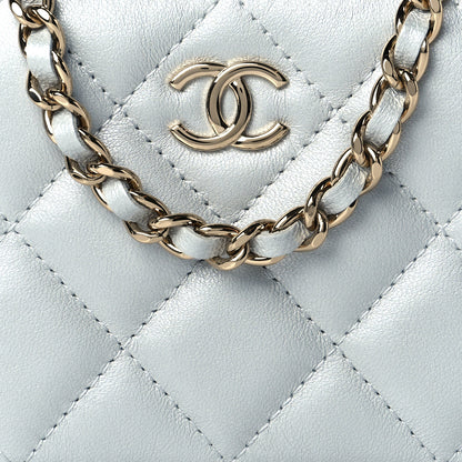 Chanel Metallic Lambskin Quilted Top Handle Vanity Case Silver 8 of 11