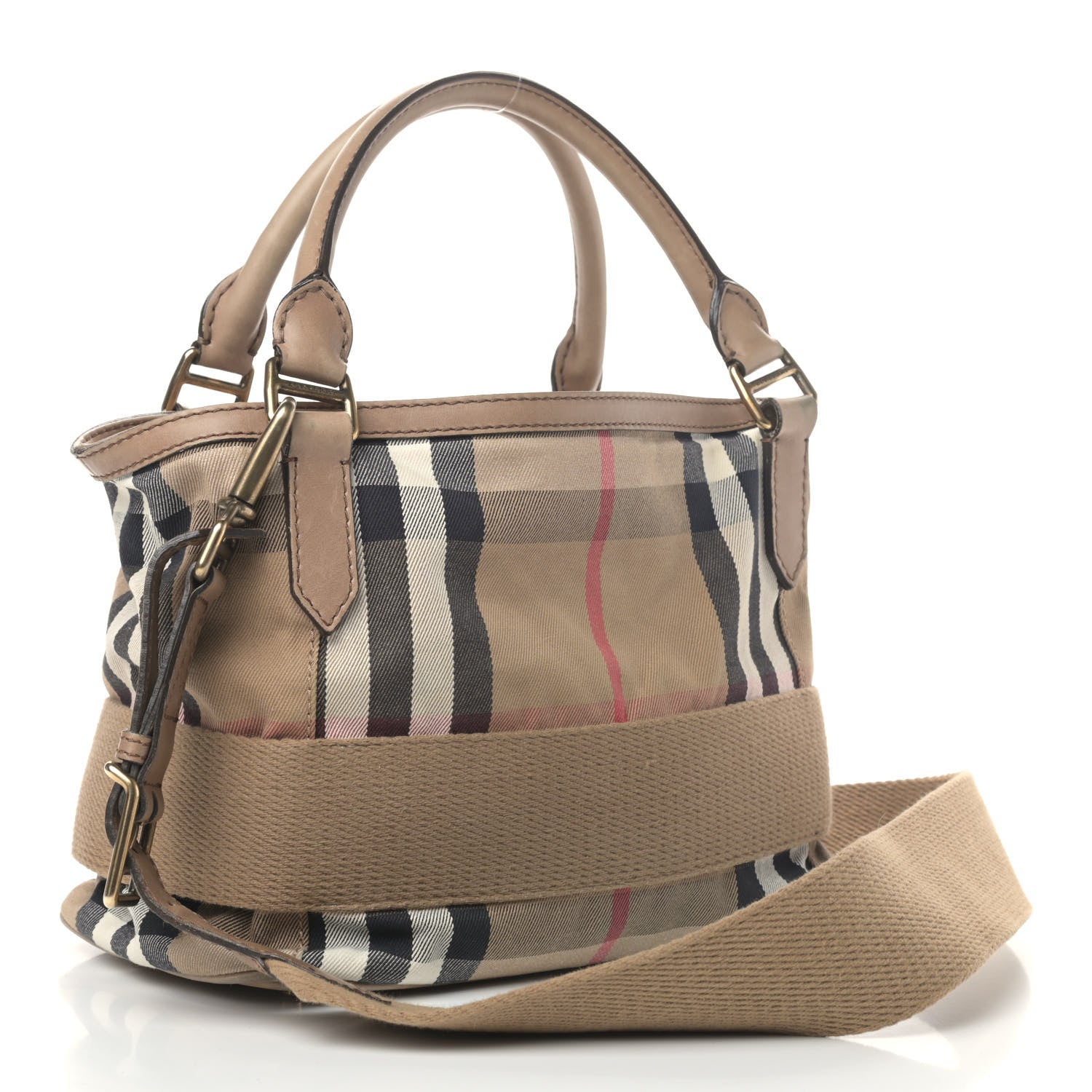 Burberry Calfskin House Check Medium Brecon Tote Dark Stone 2 of 9