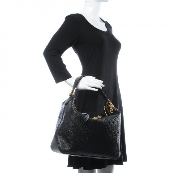 Guccissima Signature Large Linea A Hobo Black