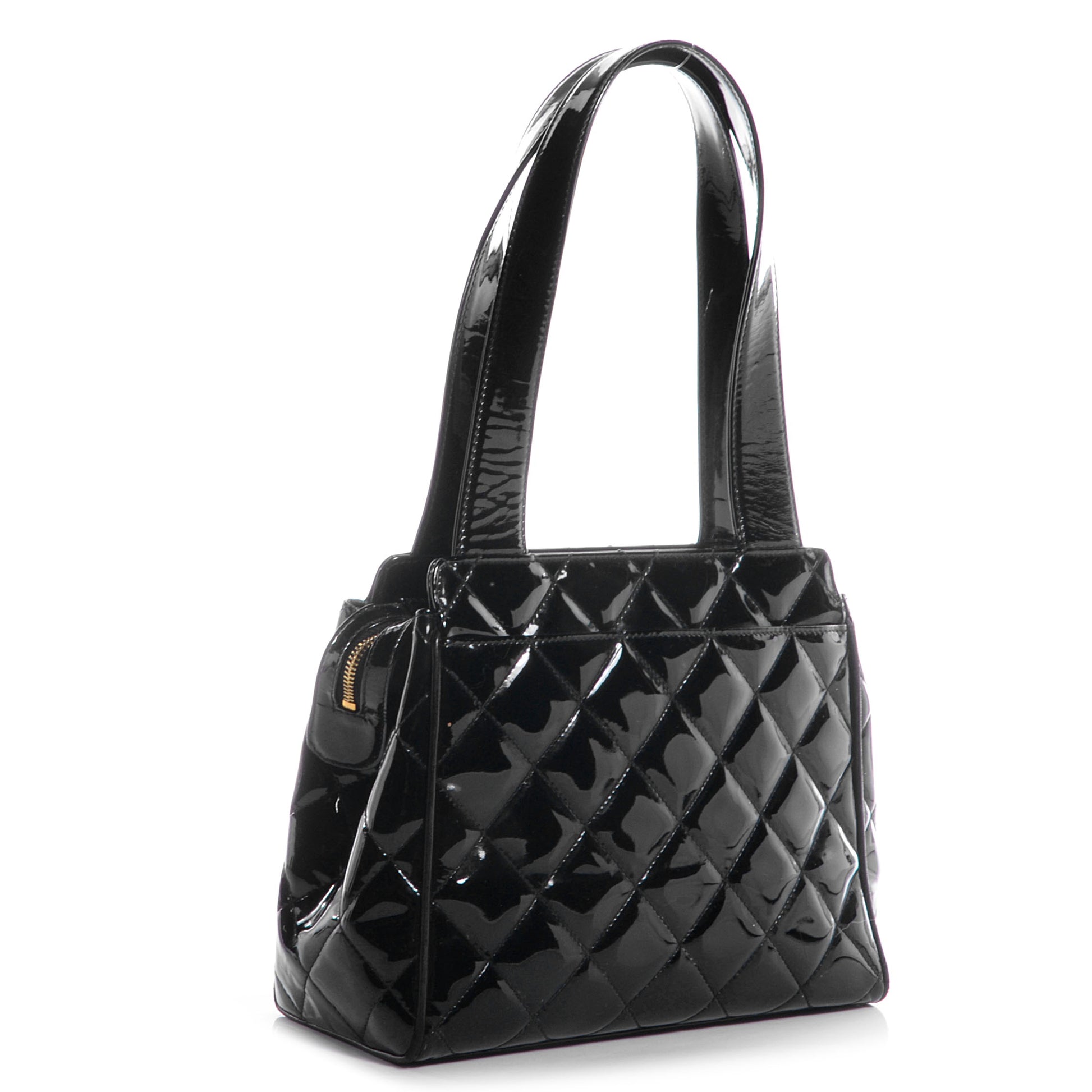 Chanel Patent Quilted CC Shoulder Bag Black 3 of 8