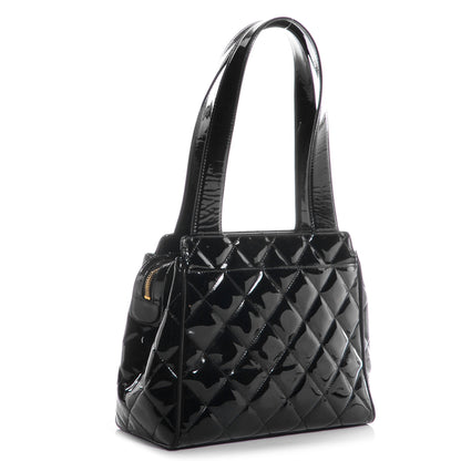 Chanel Patent Quilted CC Shoulder Bag Black 3 of 8
