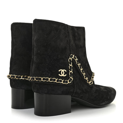 Chanel Suede Calfskin Chain CC Short Boots 39.5 Black 7 of 20