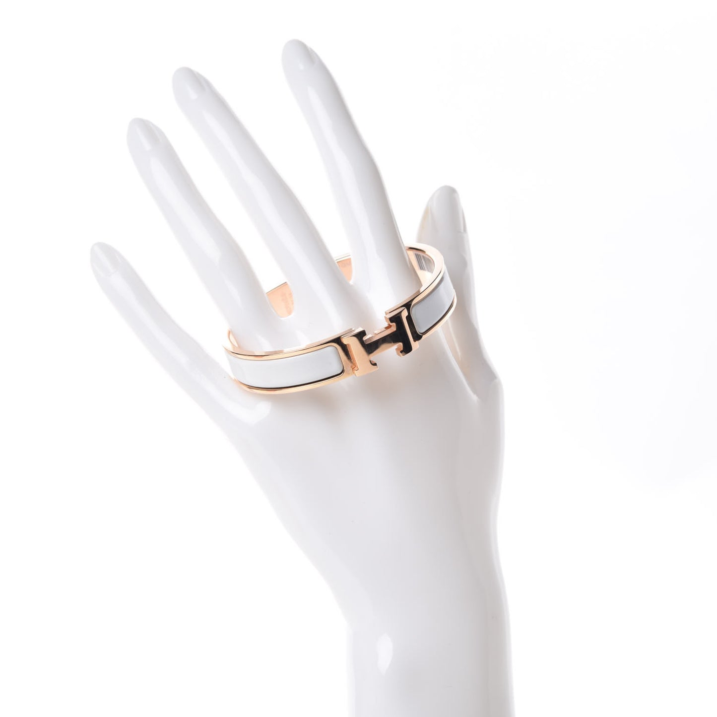 Enamel Narrow Clic Clac H Bracelet GM White