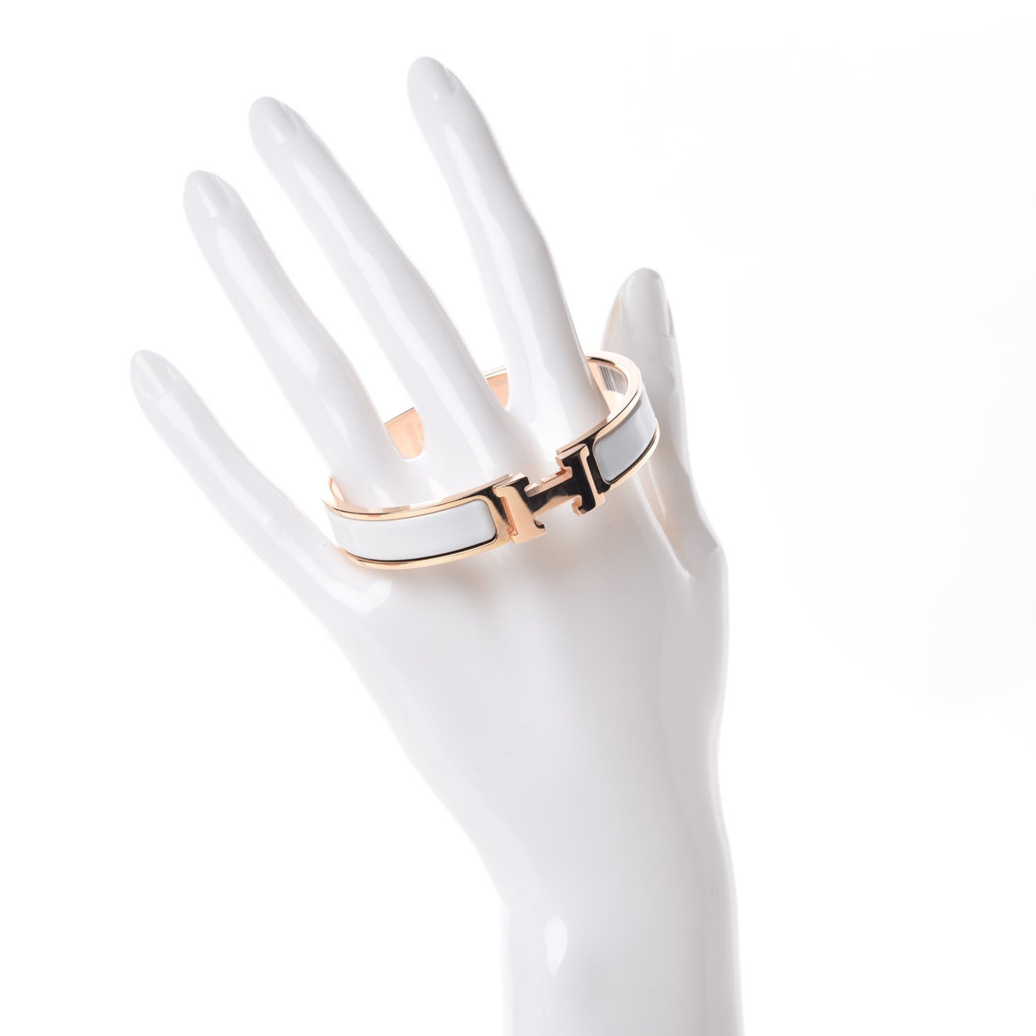 Hermes Enamel Narrow Clic Clac H Bracelet GM White 2 of 7