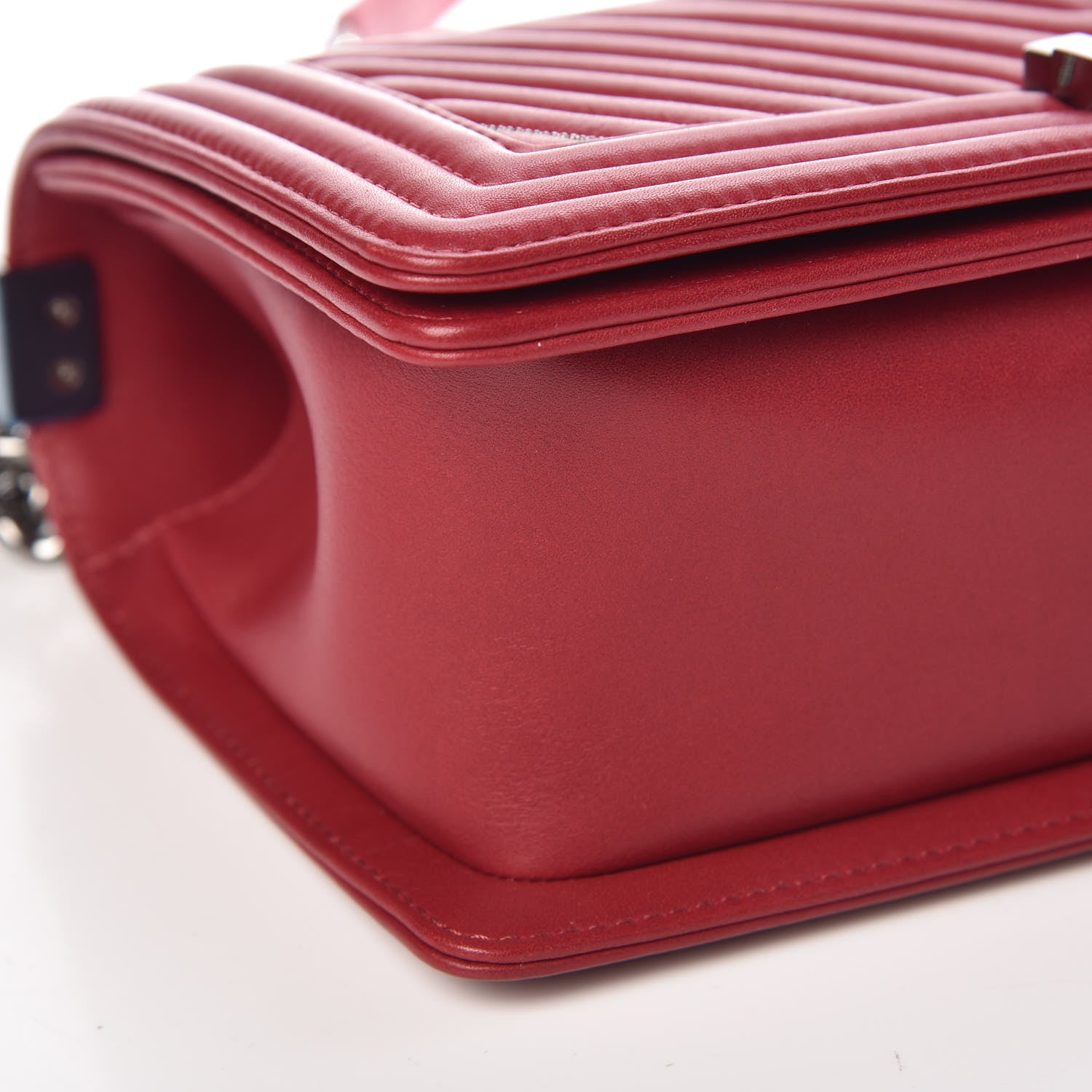Chanel Calfskin Embroidered Chevron Medium Boy Flap Dark Red 9 of 11