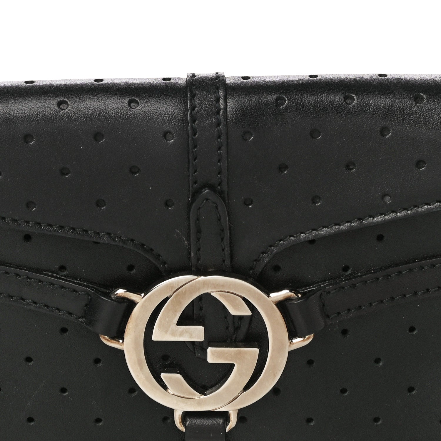 Gucci Calfskin Perforated GG Pochette Black 8 of 19