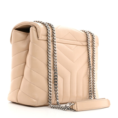 Saint Laurent Calfskin Y Quilted Monogram Small Loulou Chain Satchel Nude Powder 3 of 11