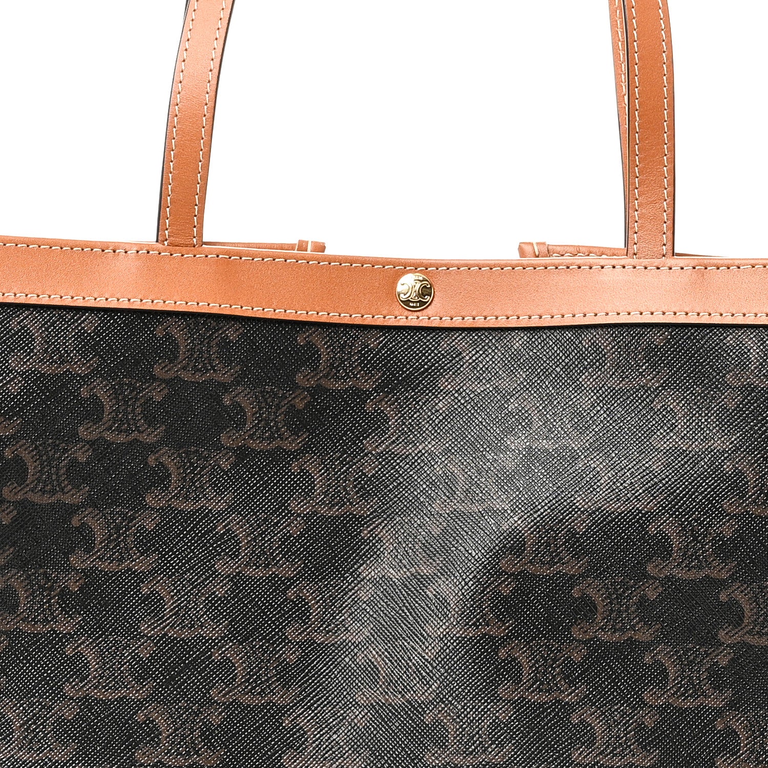 Celine Triomphe Canvas Calfskin Flat Shopper Tote Honey 7 of 9