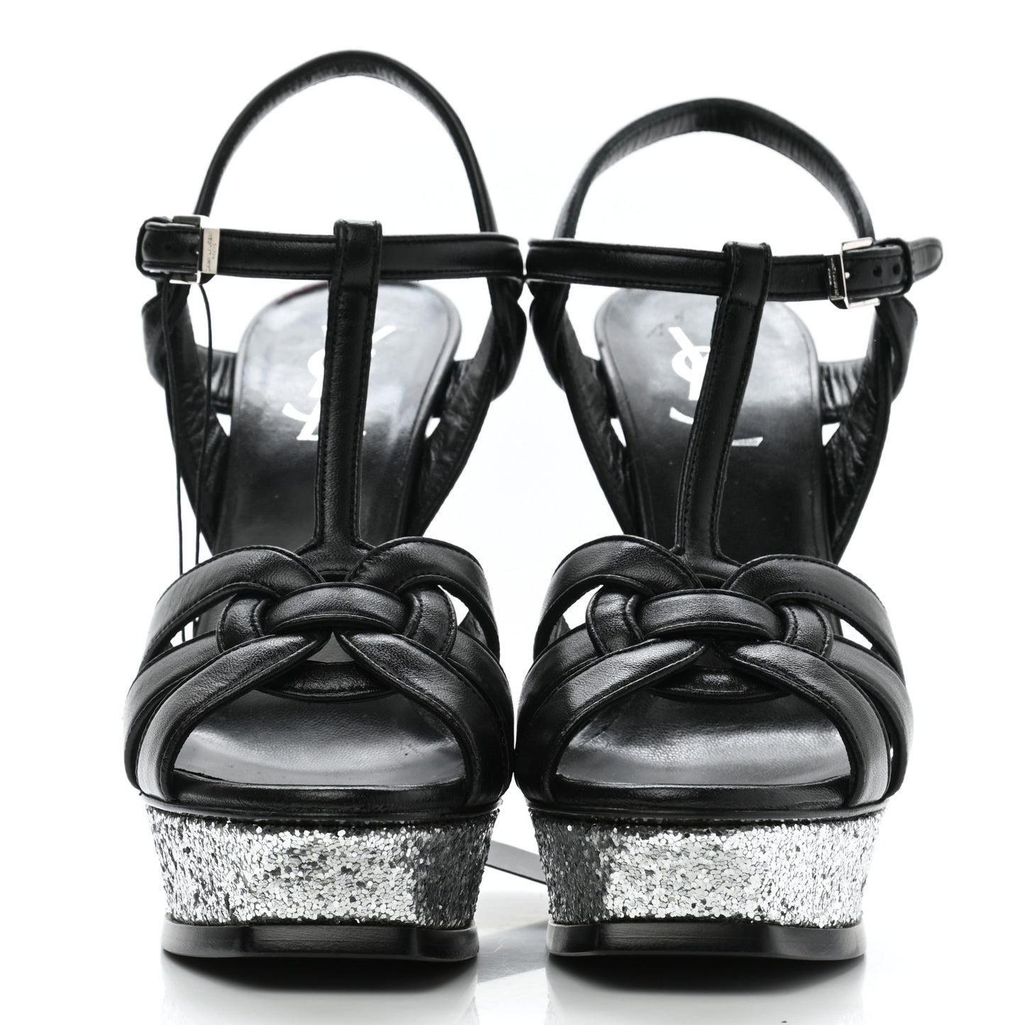 Nappa Glitter Tribute Sandals 37 Black Argento
