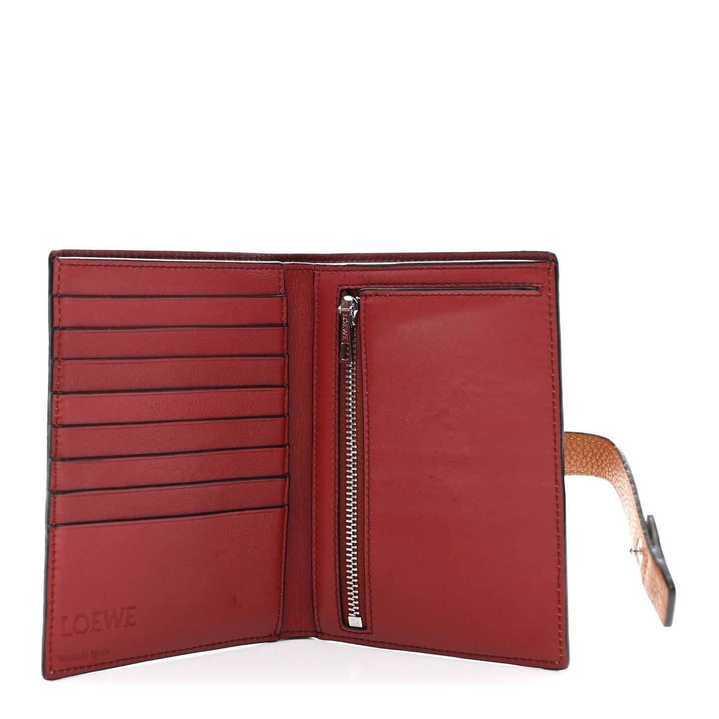 Grained Calfskin Small Vertical Wallet Honey Tan