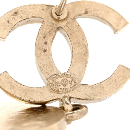 Chanel Crystal CC Medallion Drop Earrings Gold 4 of 4