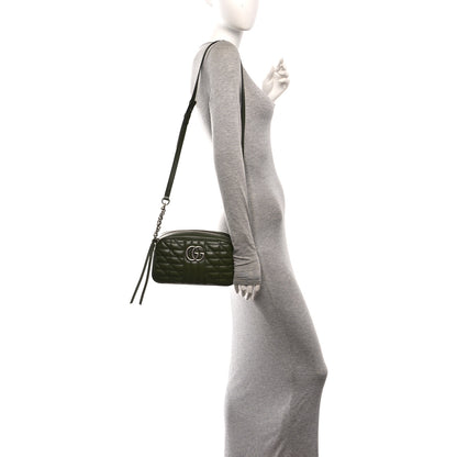 Gucci Calfskin Matelasse Aria Small GG Marmont Chain Shoulder Bag Military Wood 2 of 10