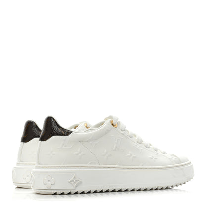 Louis Vuitton Lambskin Embossed Monogram Time Out Sneakers 37.5 White 5 of 10
