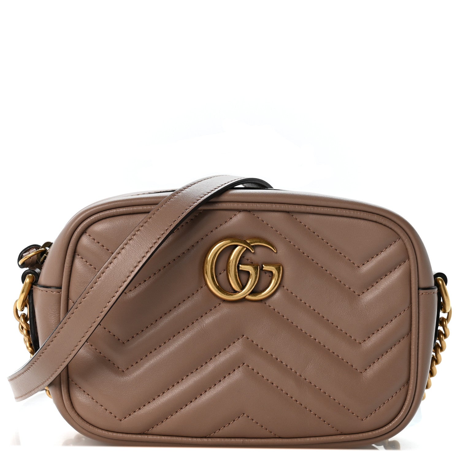 Gucci Calfskin Matelasse Mini GG Marmont Chain Shoulder Bag Porcelain Rose 1 of 11