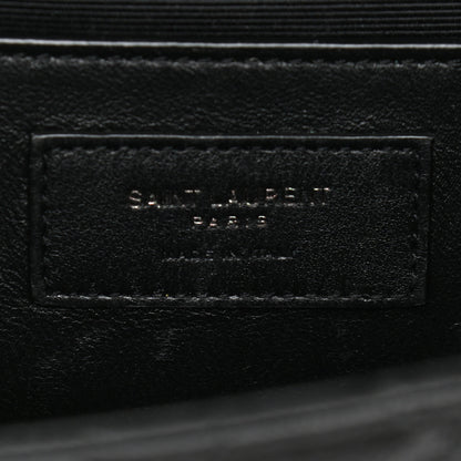 Saint Laurent Grain De Poudre Textured Mixed Matelasse Triquilt Medium Monogram Satchel Black 6 of 11