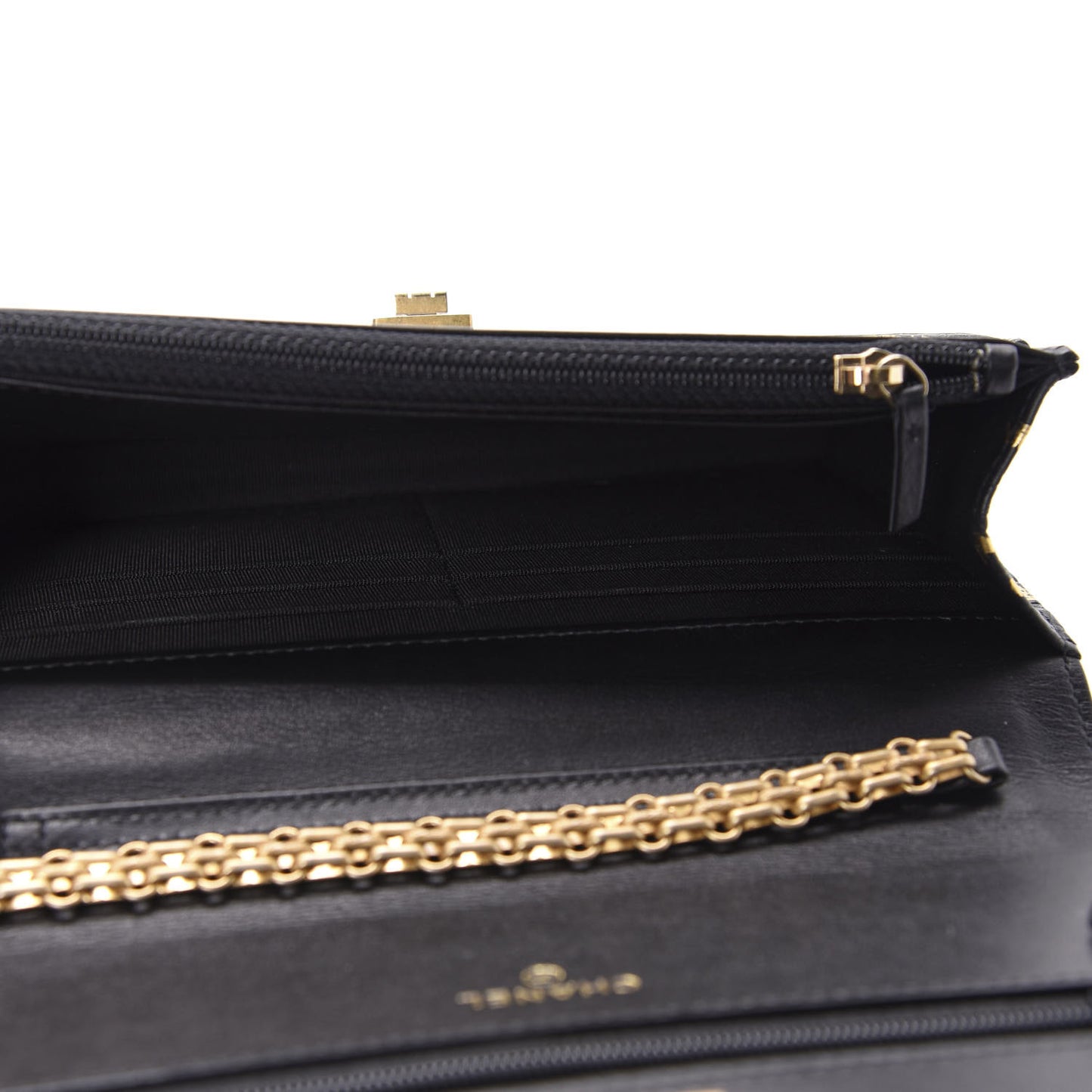 Calfskin Crocodile Embossed Graffiti 2.55 Cocodile Reissue Wallet On Chain WOC Black Gold