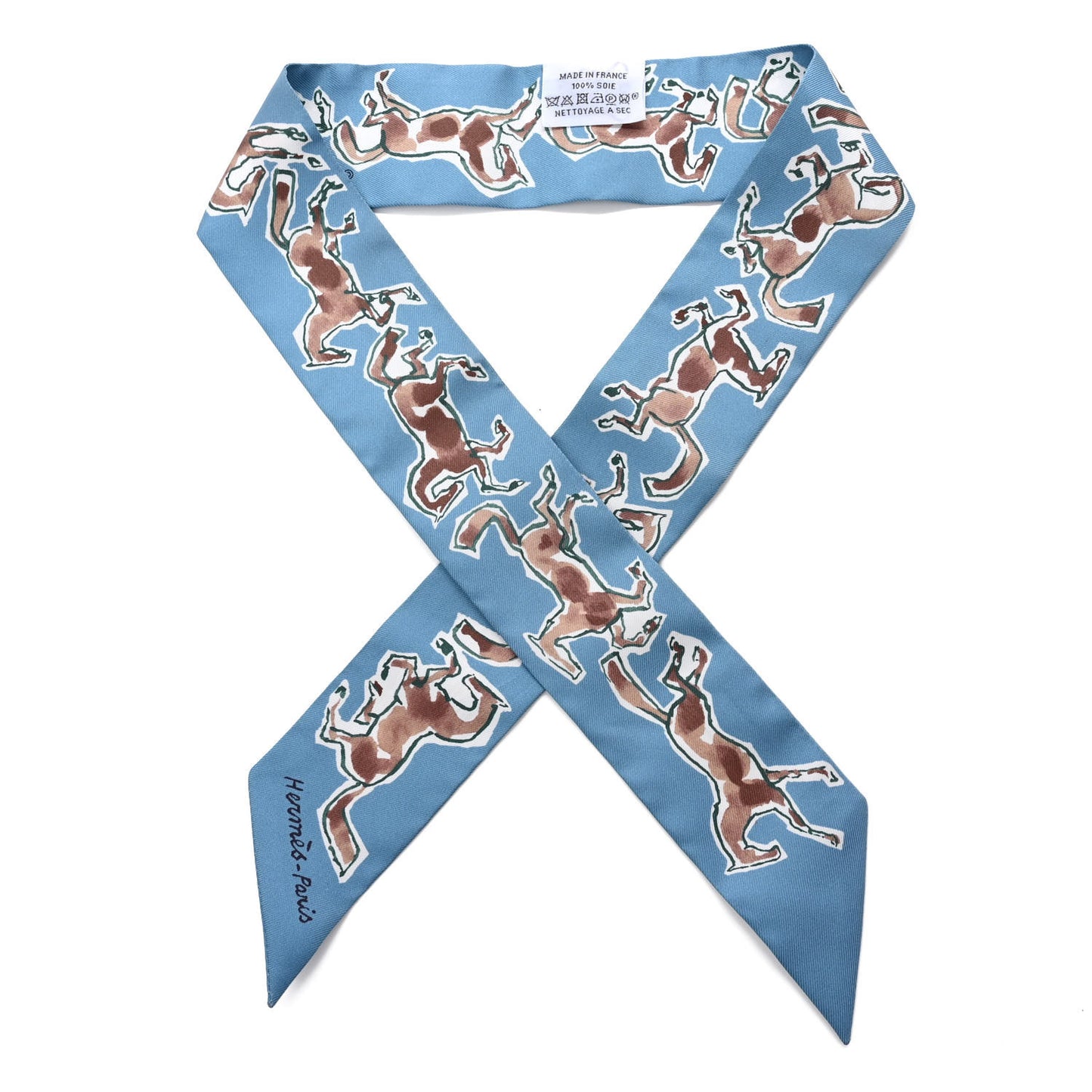 Silk Chevaux En Liberte Twilly Bleu Glacier Beige