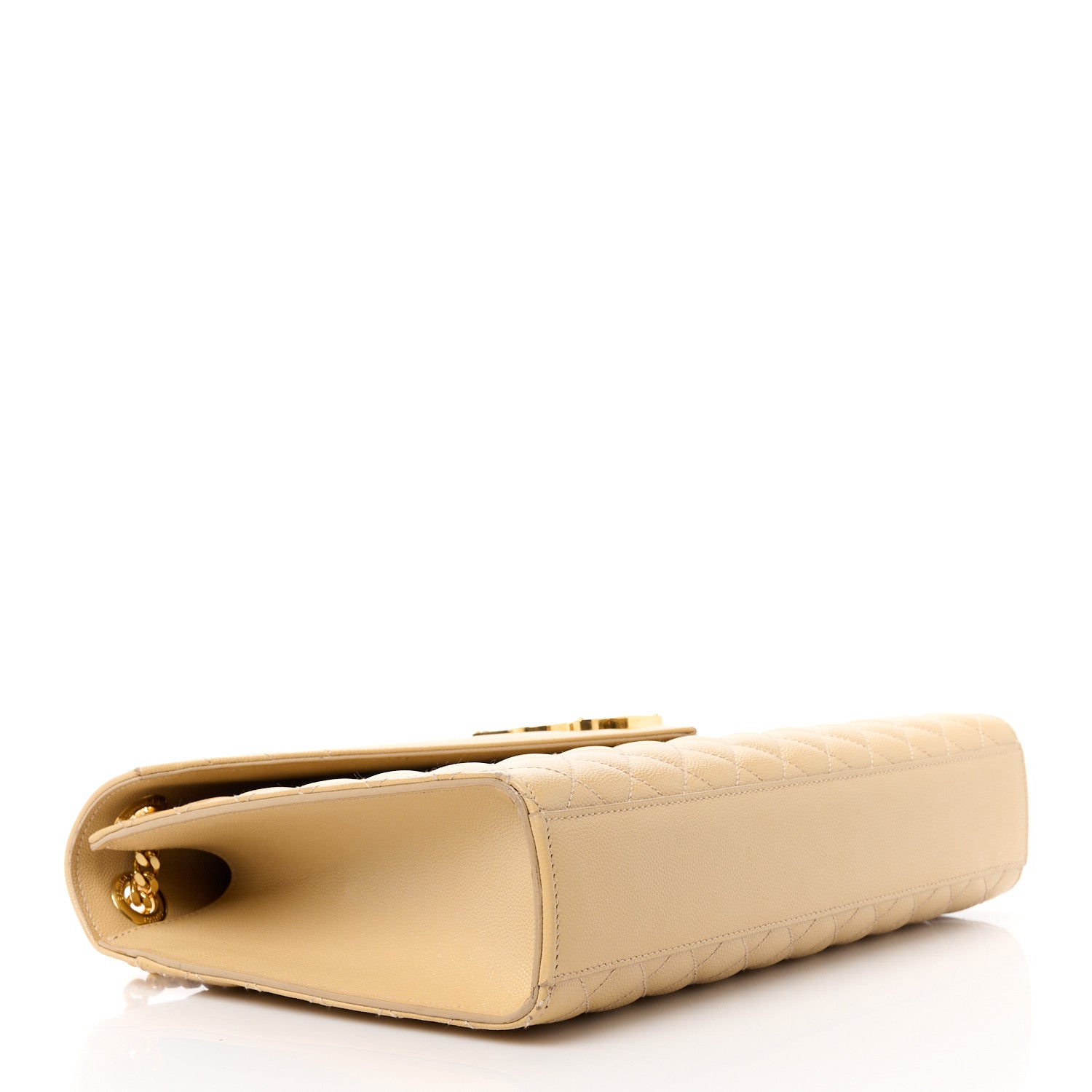 Saint Laurent Grain De Poudre Textured Mixed Matelasse Triquilt Large Monogram Satchel Dark Beige 7 of 21