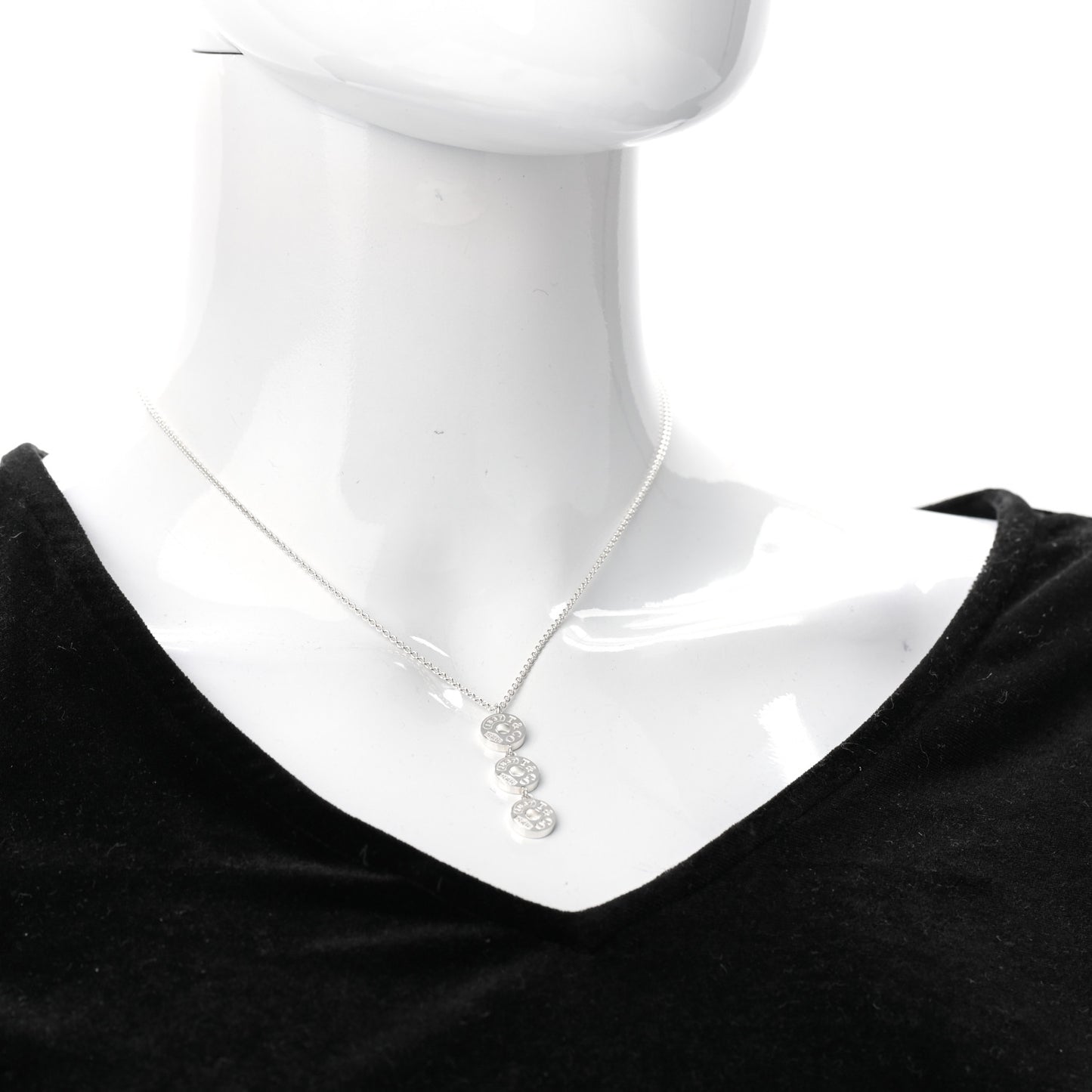 Sterling Silver 1837 Triple Circle Drop Pendant Necklace