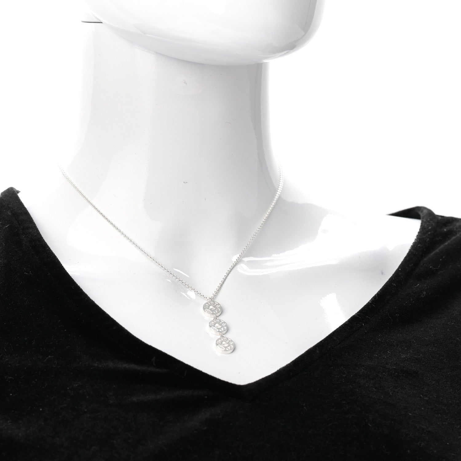Tiffany Sterling Silver 1837 Triple Circle Drop Pendant Necklace 2 of 5