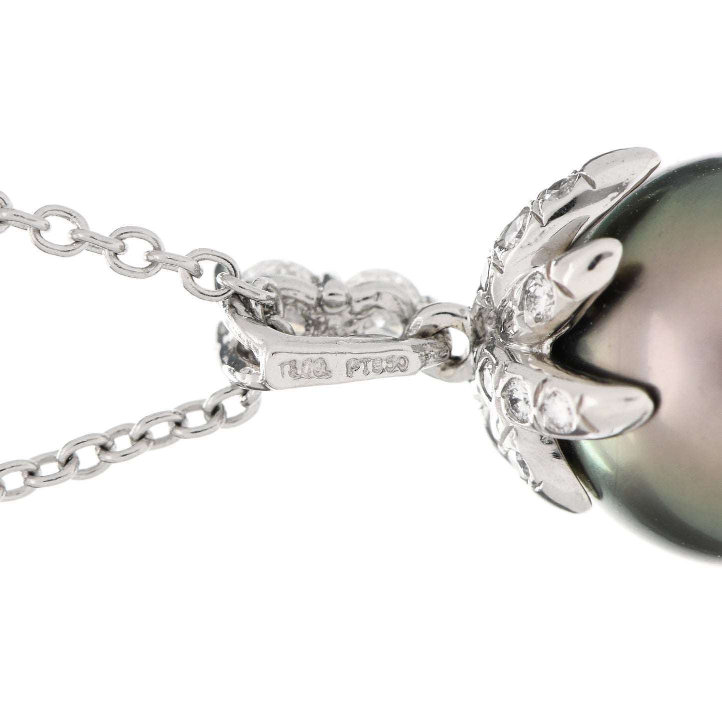 Platinum Diamond Tahitian Pearl Fireworks Pendant Necklace