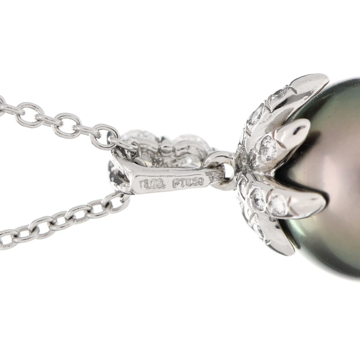 Tiffany Platinum Diamond Tahitian Pearl Fireworks Pendant Necklace 6 of 7