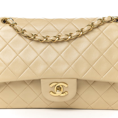 Chanel Lambskin Quilted Medium Double Flap Beige 12 of 12