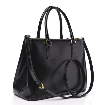 Prada Saffiano Vernice Galleria Front Pocket Tote Black 3 of 9
