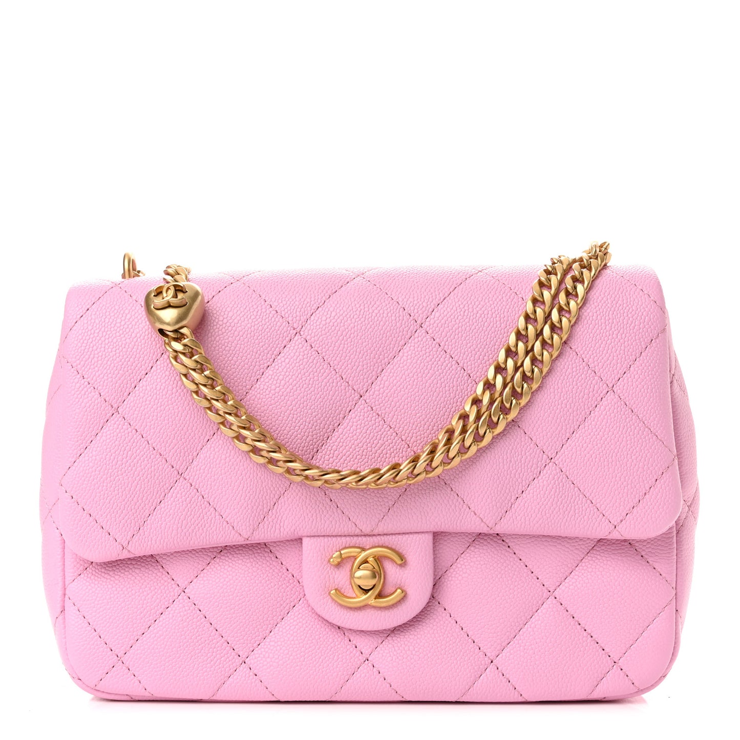 Caviar Quilted Sweetheart Flap Pink