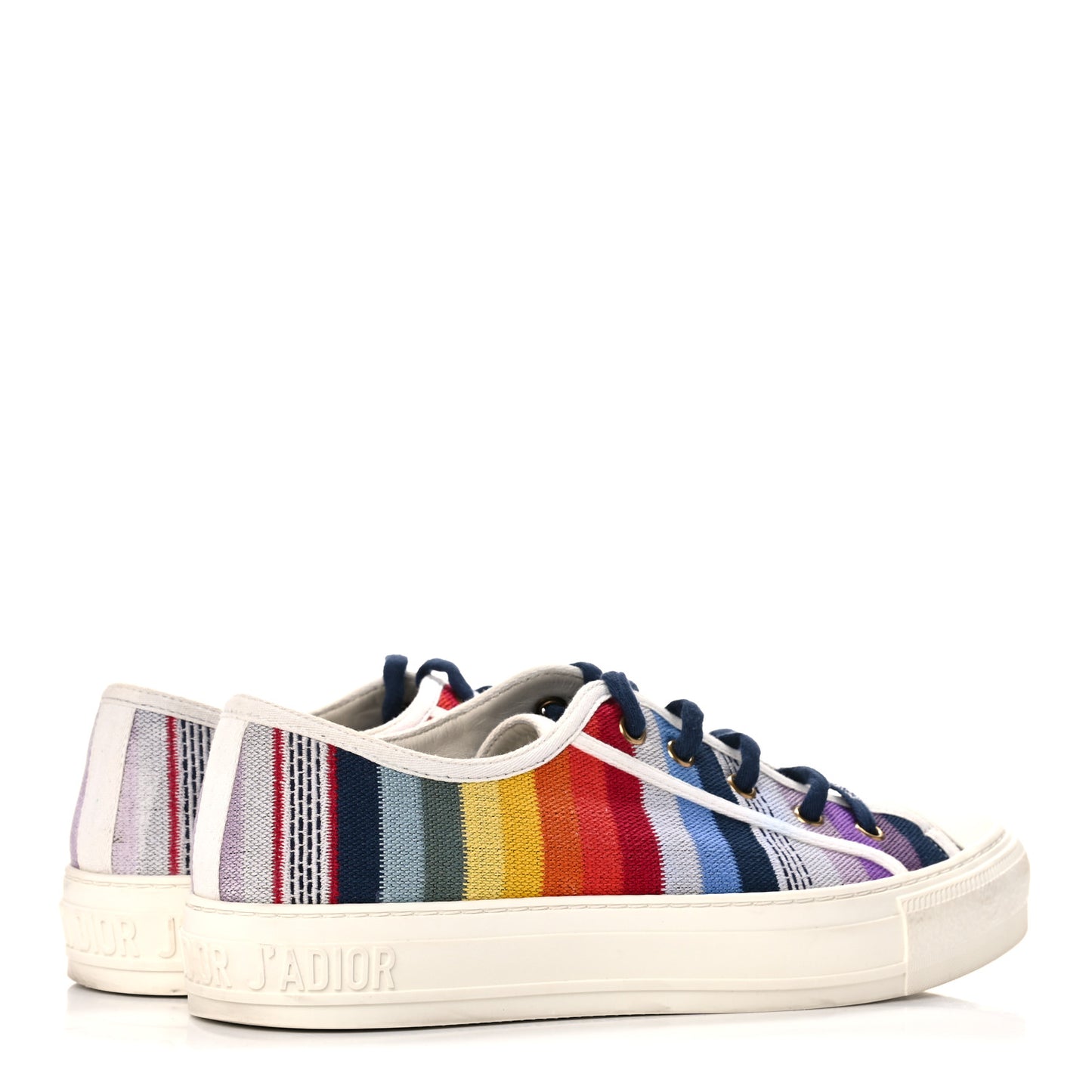 Canvas Rainbow Embroidered Womens Walk'N'Dior Low Top Sneakers 39.5 Multicolor