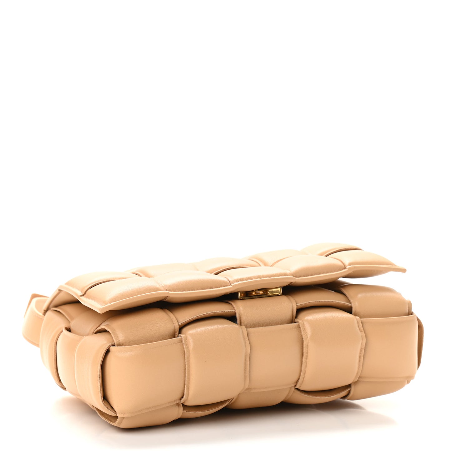 Nappa Maxi Intreccio Padded Cassette Crossbody Bag Almond