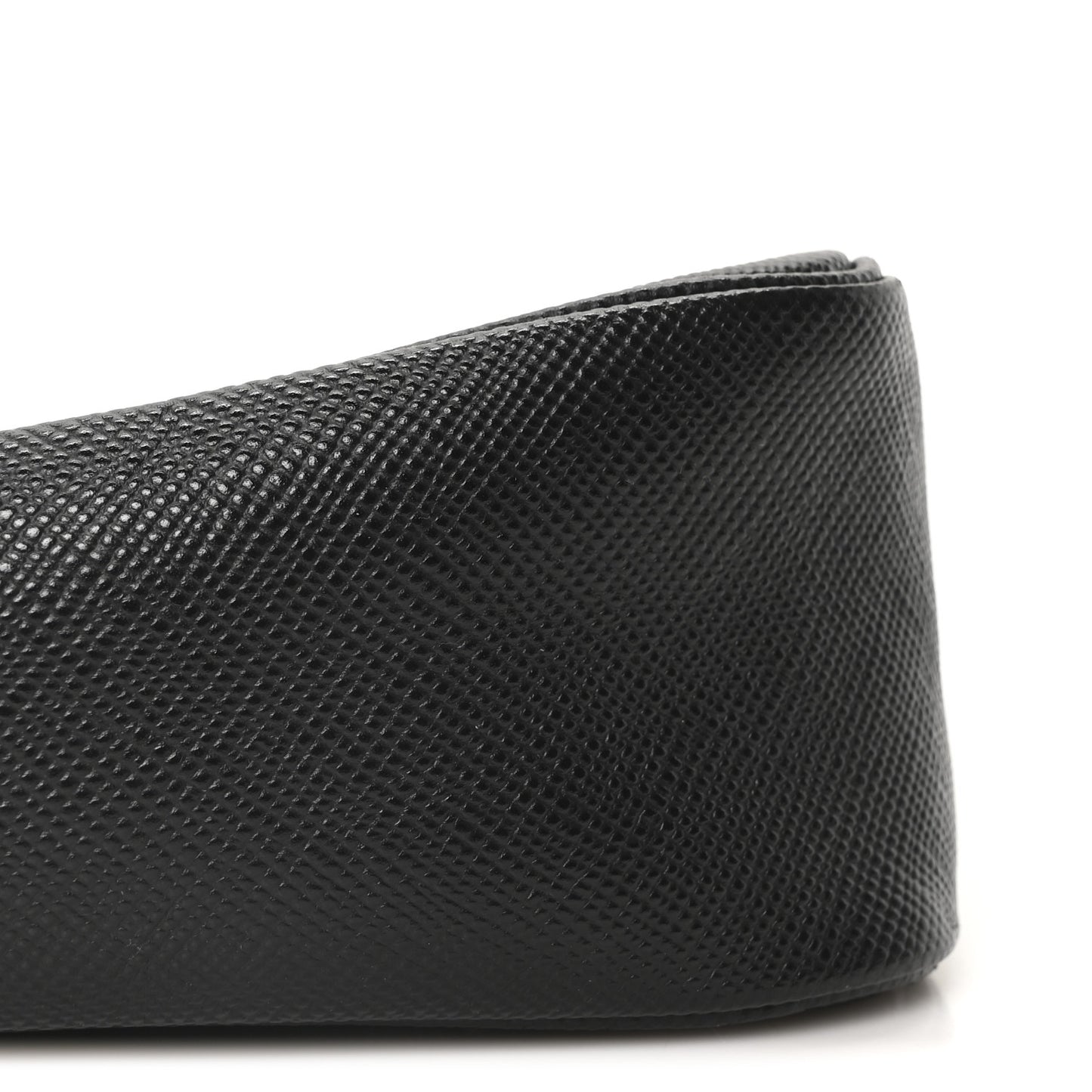 Saffiano Cuir Triangle Logo Embossed Triangle Wristlet Black