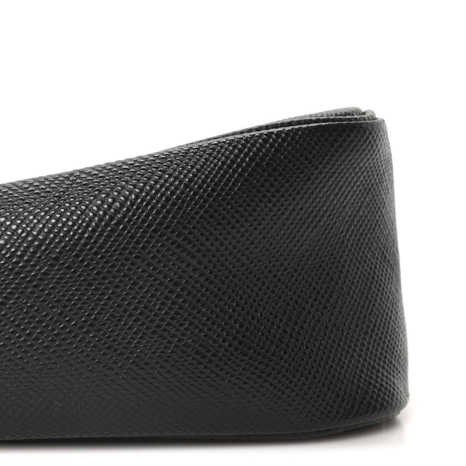 Prada Saffiano Cuir Triangle Logo Embossed Triangle Wristlet Black 9 of 10