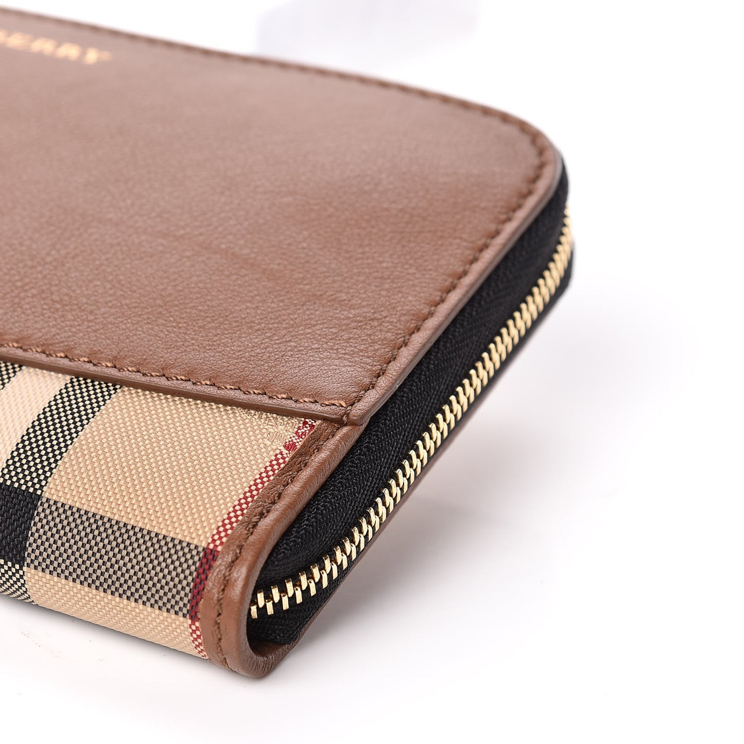 Calfskin Haymarket Check Elmore Zip Around Wallet Tan