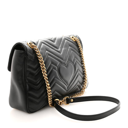 Gucci Calfskin Matelasse Medium GG Marmont Shoulder Bag Black 3 of 11