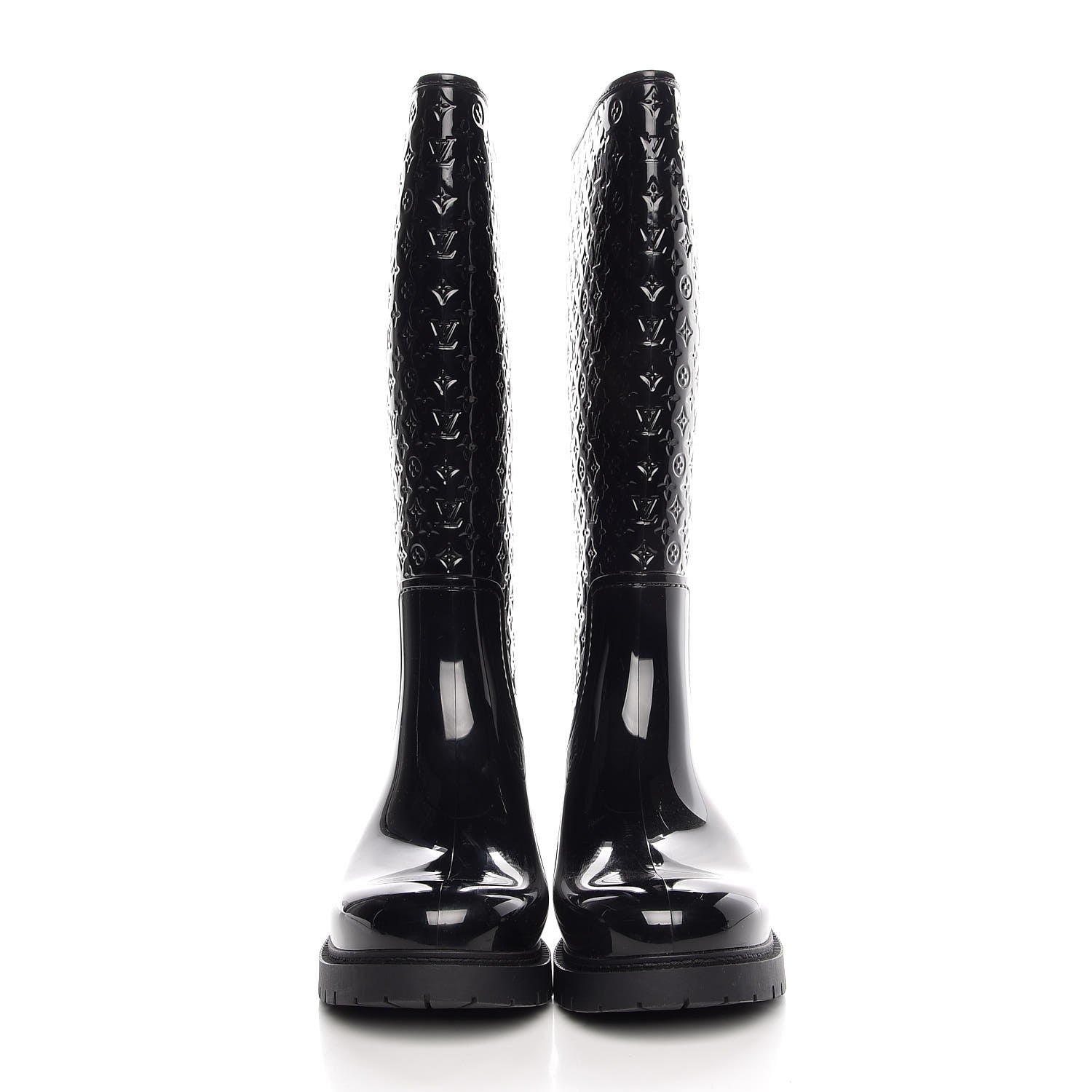 Louis Vuitton Rubber Embossed Monogram Splash Rain Boots 41 Black 2 of 10