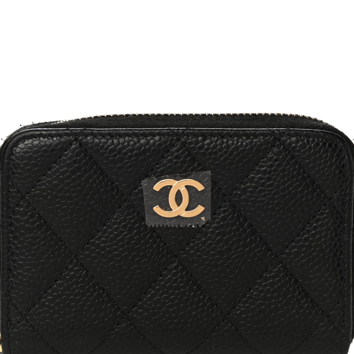 Caviar Quilted Zip Coin Purse Black