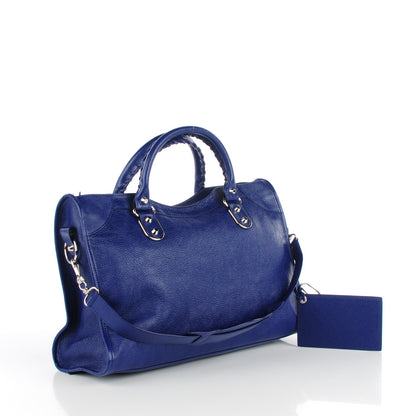 Balenciaga Chevre Silver Metallic Edge Hardware City Bleu Roi 3 of 8