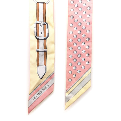 Hermes Silk Grand Tralala Twilly Rose Poudre Jaune 2 of 6