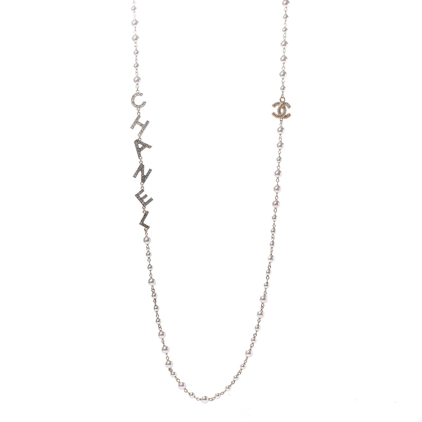 Pearl Crystal 90's Icon CC Necklace Gold