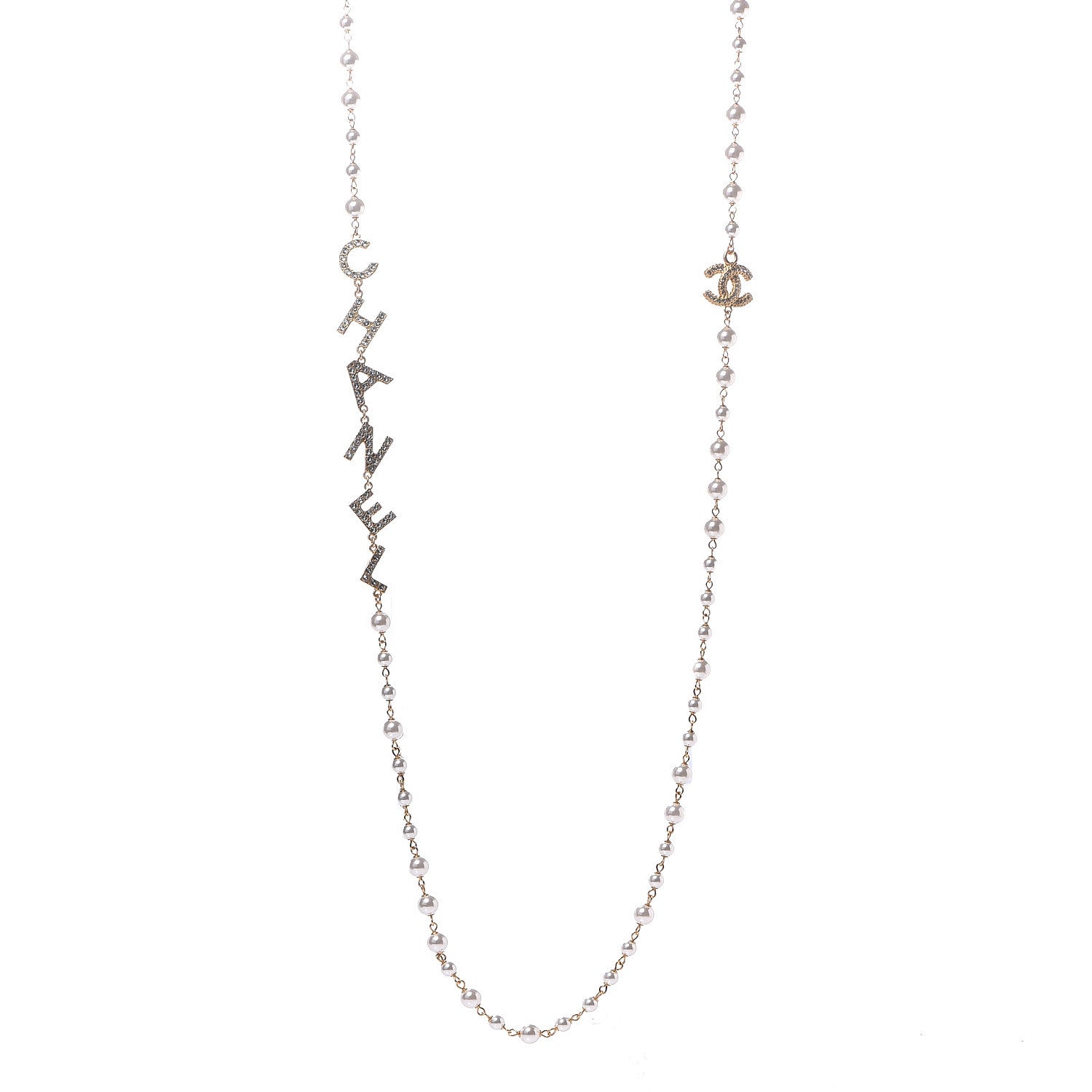Chanel Pearl Crystal 90's Icon CC Necklace Gold 1 of 4